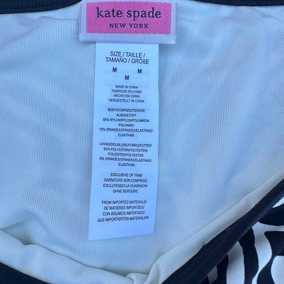 NWT Kate Spade Black and White Zebra Print bikini bottom in Size M Mob Wife - Picture 2 of 4